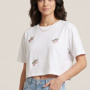 T-SHIRT MANICHE CORTE CILIEGIE RICAMATE 3 T-SHIRT MANICHE CORTE CILIEGIE RICAMATE - Thumbnail Image 1