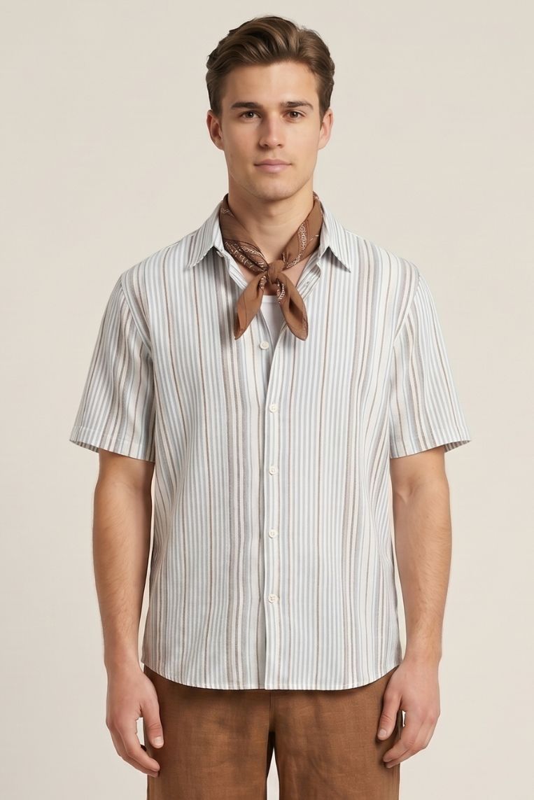 CAMICIA MANICHE CORTE GESSATA MULTICOLOR - immagine 2