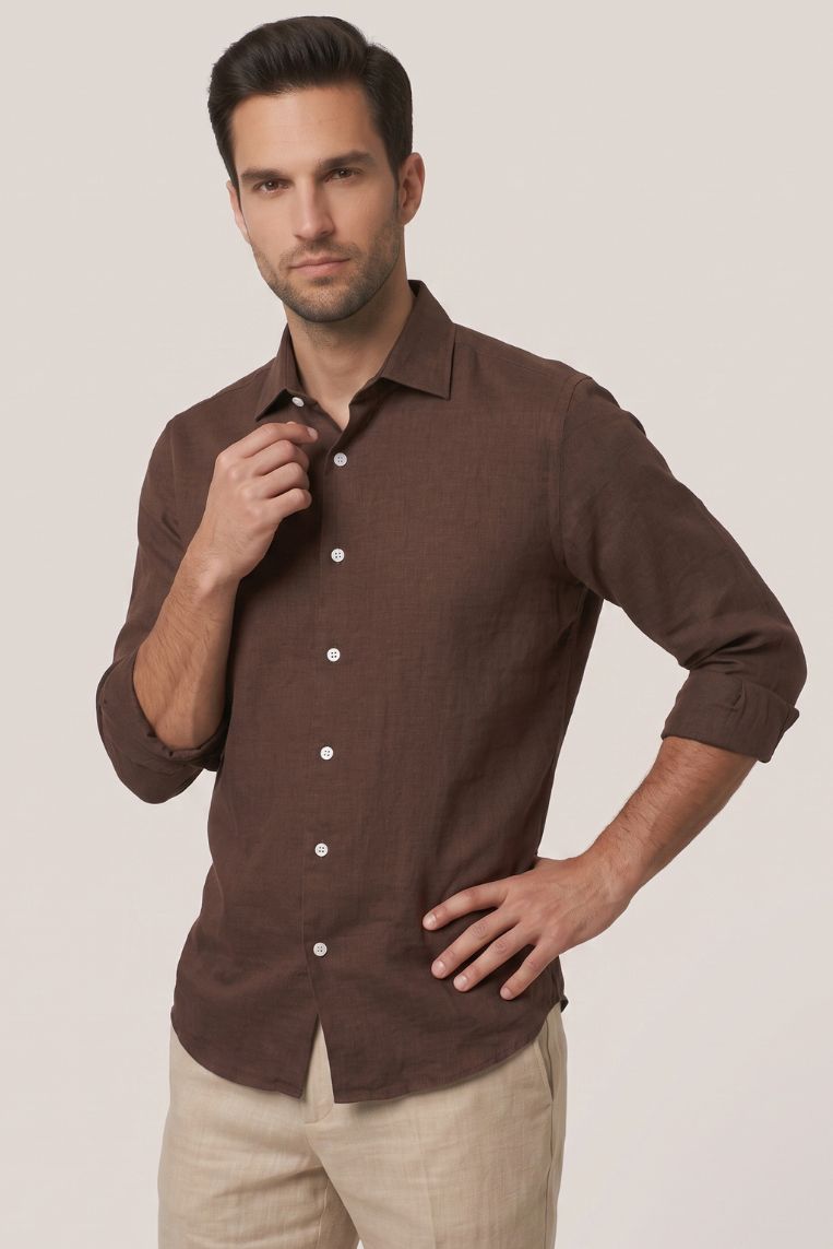 CAMICIA 100 LINO MANICHE LUNGHE 4 CAMICIA 100 LINO MANICHE LUNGHE - immagine 4