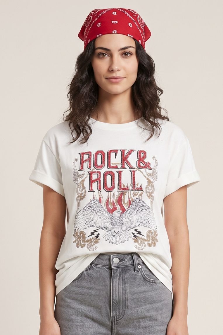 T-SHIRT STAMPA ROCK E ROLL 2 T-SHIRT STAMPA ROCK E ROLL - immagine 2