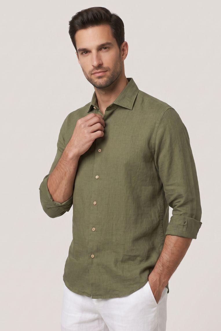 CAMICIA 100 LINO MANICHE LUNGHE 2 CAMICIA 100 LINO MANICHE LUNGHE - immagine 2