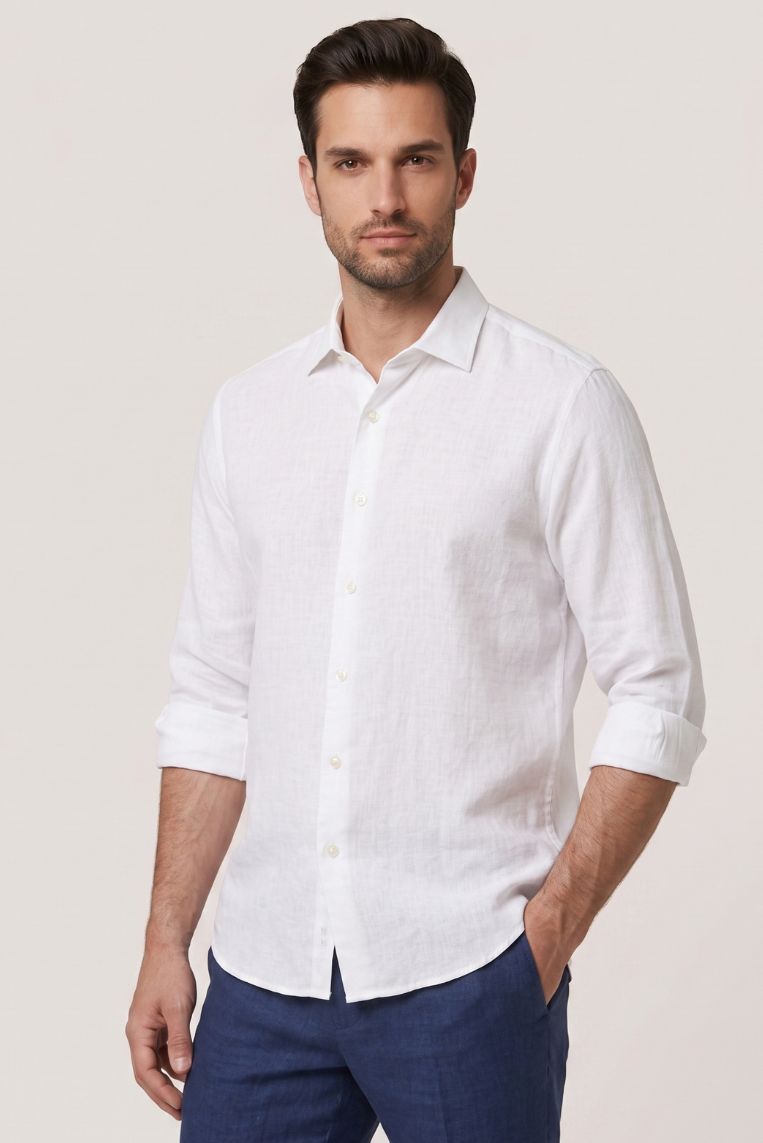 CAMICIA 100 LINO MANICHE LUNGHE 8 CAMICIA 100 LINO MANICHE LUNGHE - immagine 8