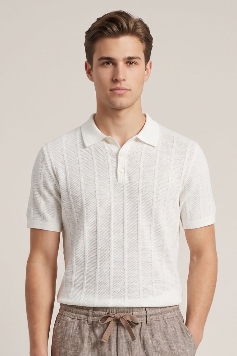 POLO LINO COTONE A COSTINE - immagine 4