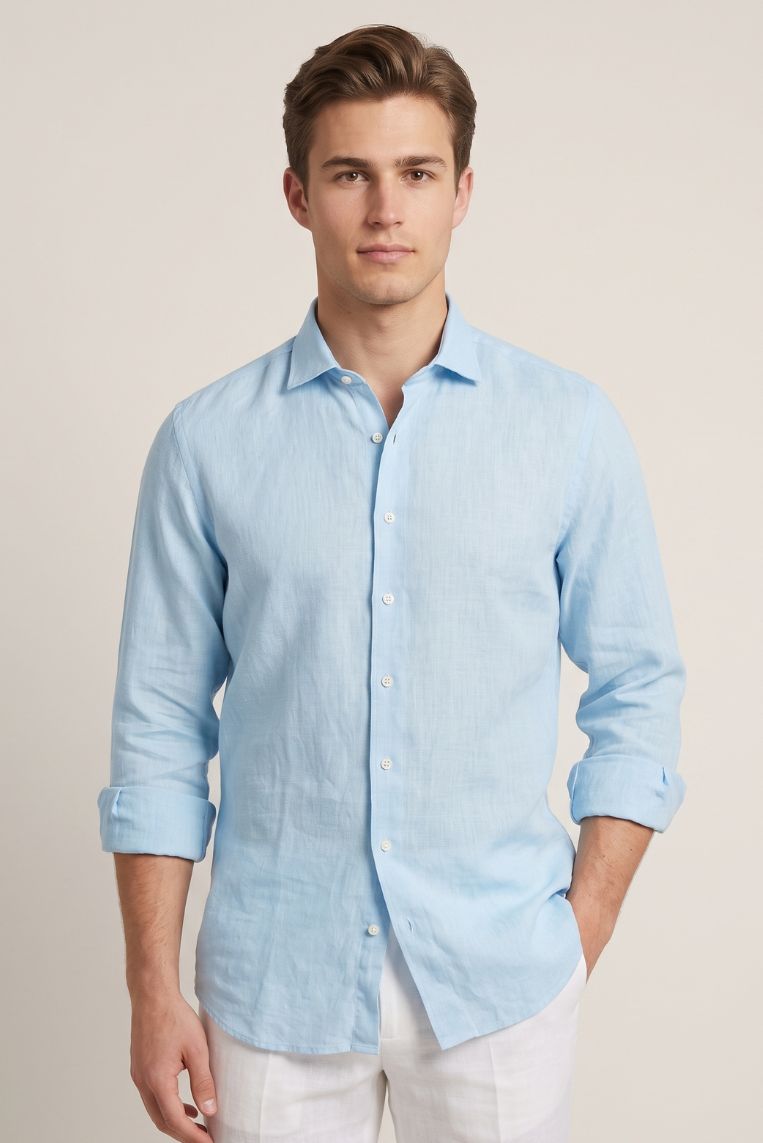 CAMICIA 100 LINO MANICHE LUNGHE 10 CAMICIA 100 LINO MANICHE LUNGHE - immagine 10