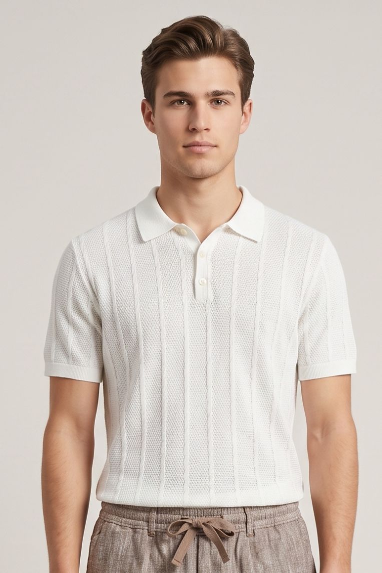 POLO LINO COTONE A COSTINE - immagine 3