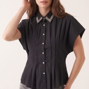 CAMICIA MANICHE CORTE ARRICCIO COLLETTO STRASS 18 CAMICIA MANICHE CORTE ARRICCIO COLLETTO STRASS - Thumbnail Image 6