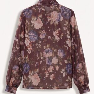 BLUSA CON FIOCCO E STAMPA FIORE 8 BLUSA CON FIOCCO E STAMPA FIORE - Thumbnail Image 4