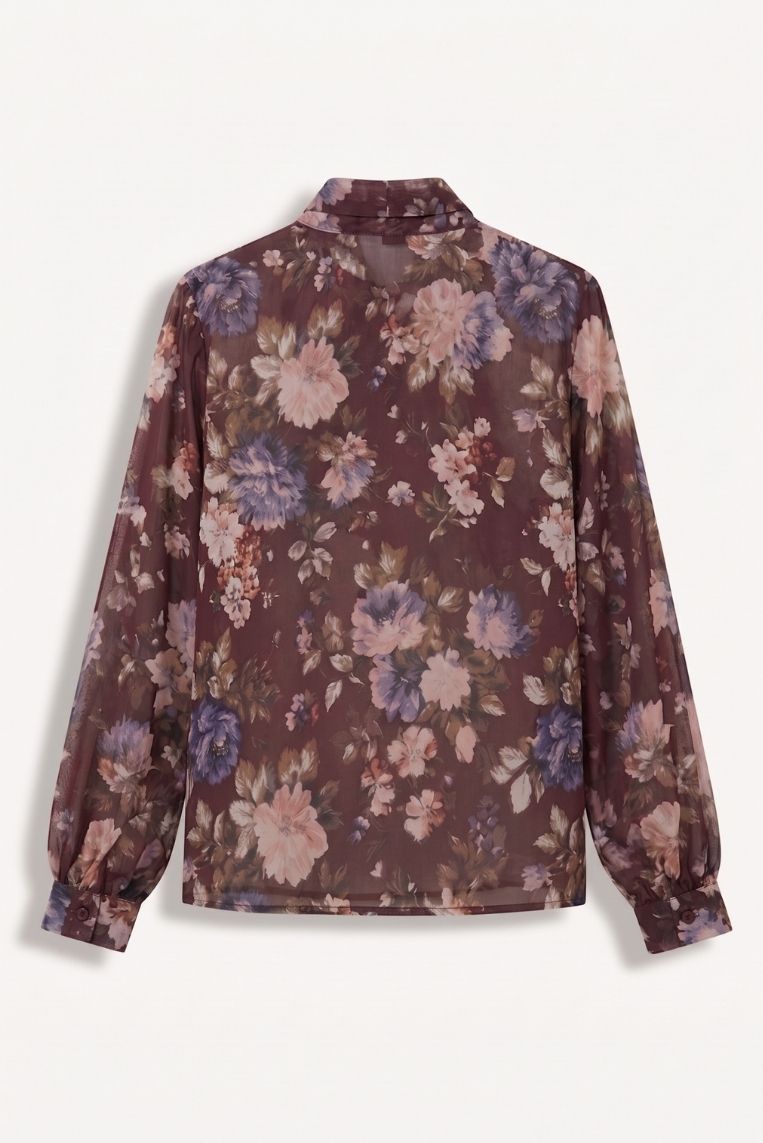 BLUSA CON FIOCCO E STAMPA FIORE 4 BLUSA CON FIOCCO E STAMPA FIORE - immagine 4