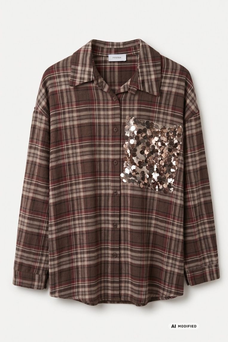 CAMICIA CHECK TASCA PAILLETTES - immagine 3