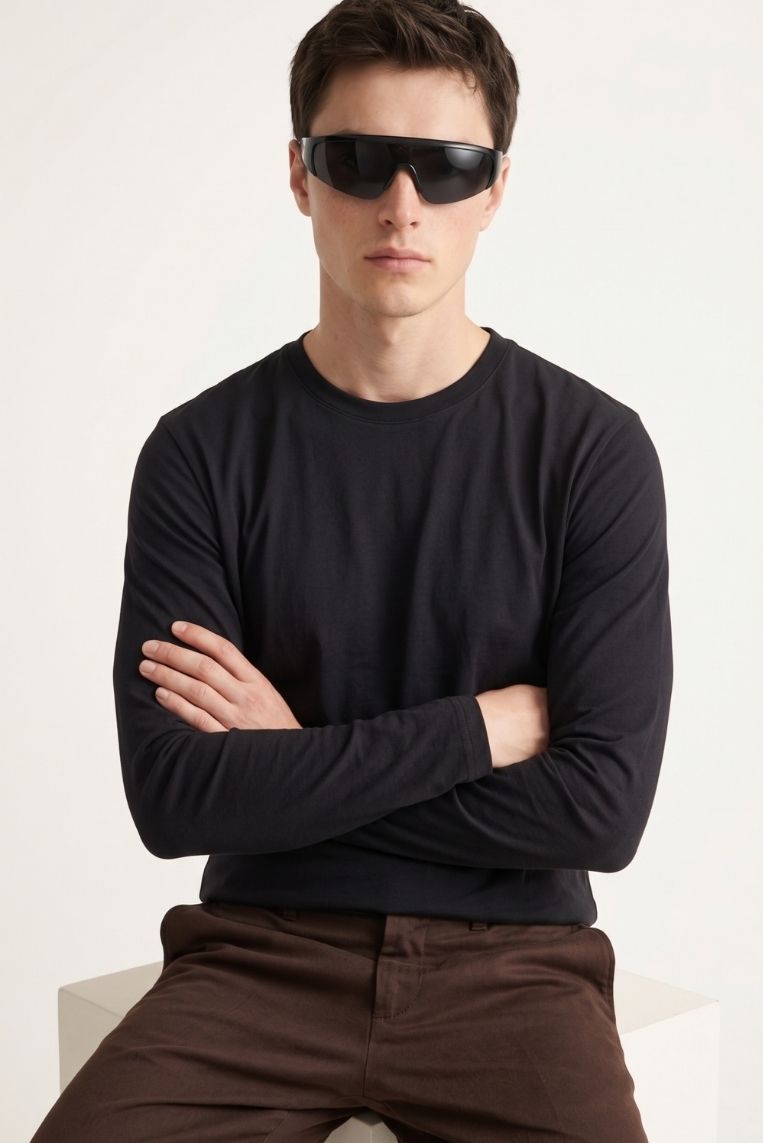 T-SHIRT GIRO MANICHE LUNGHE COTONE BASIC