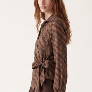 BLUSA STAMPA QUADRO GEORGETTE NODO LATERALE 5 BLUSA STAMPA QUADRO GEORGETTE NODO LATERALE - Thumbnail Image 1