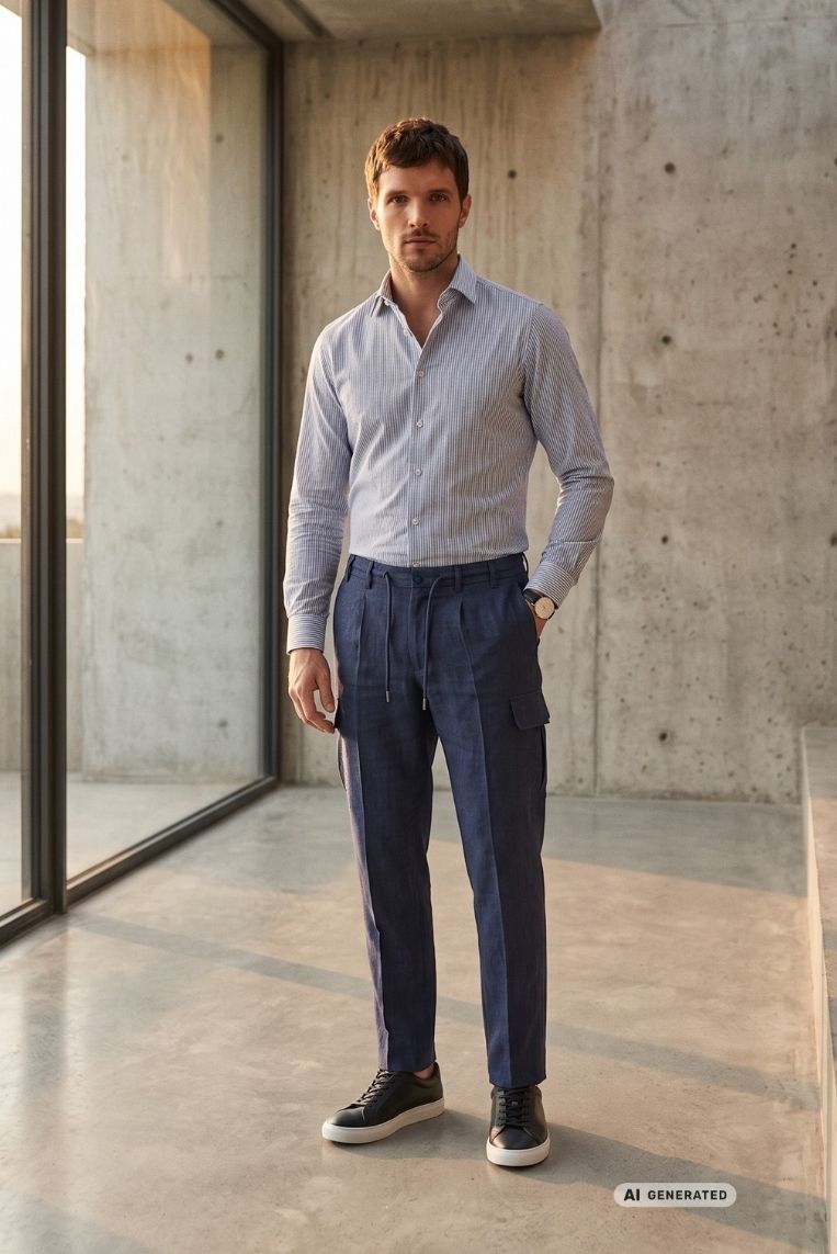 PANTALACCIO FLUIDO TASCONATO - 38, BLU