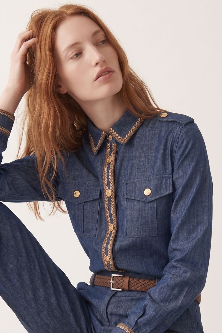 CAMICIA IN DENIM PASSAMANERIA 2 CAMICIA IN DENIM PASSAMANERIA - immagine 2