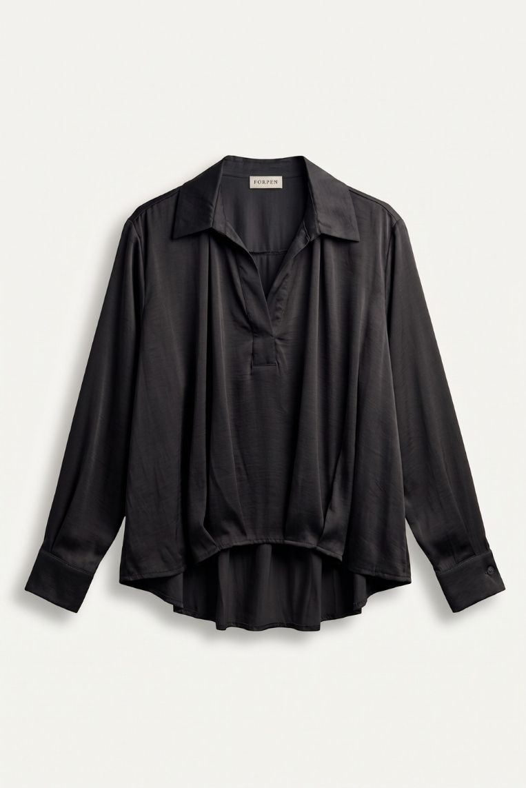 BLUSA SATINATA ARRICCIATA SUL FONDO 7 BLUSA SATINATA ARRICCIATA SUL FONDO - immagine 7