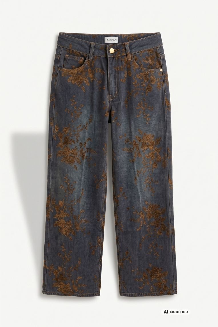 DENIM GAMBA DRITTA STAMPA FLOCK - immagine 3