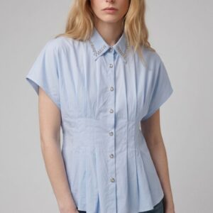 CAMICIA MANICHE CORTE ARRICCIO COLLETTO STRASS 14 CAMICIA MANICHE CORTE ARRICCIO COLLETTO STRASS - Thumbnail Image 2