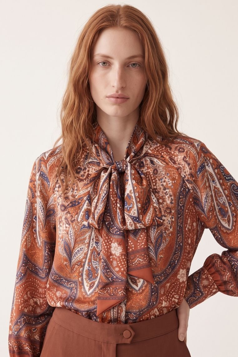 CAMICIA SATINATA STAMPA CACHEMERE 5 CAMICIA SATINATA STAMPA CACHEMERE - immagine 5