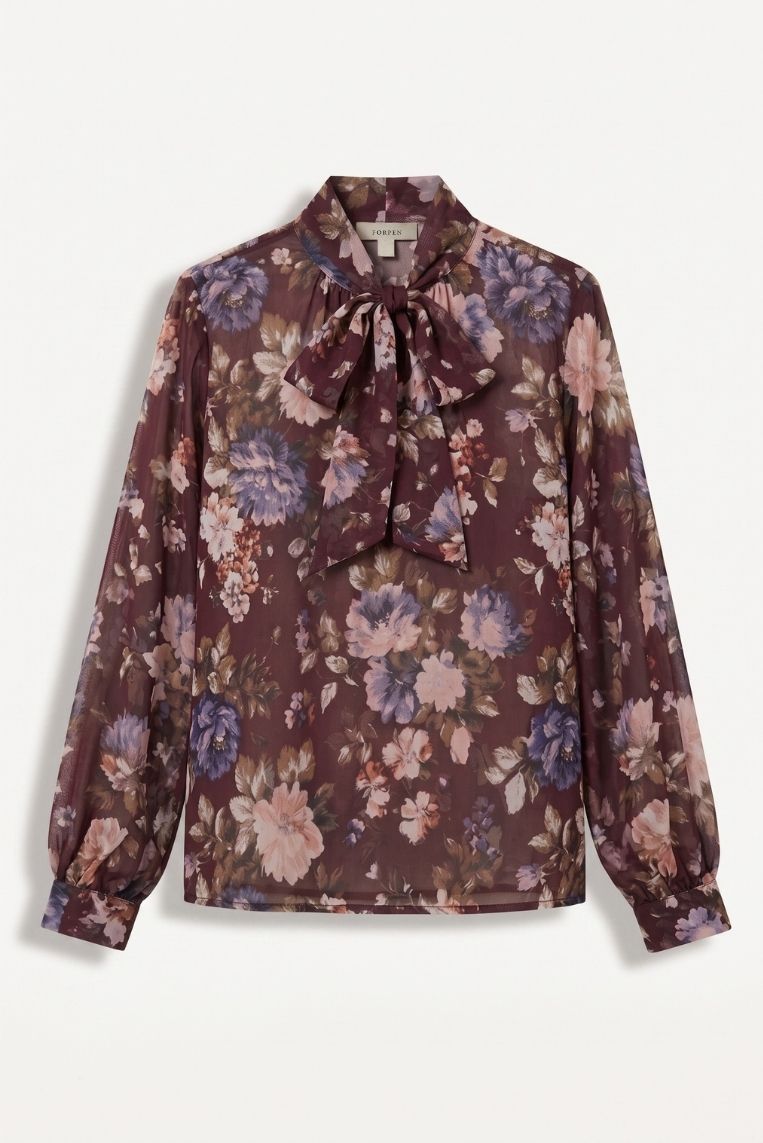 BLUSA CON FIOCCO E STAMPA FIORE 3 BLUSA CON FIOCCO E STAMPA FIORE - immagine 3