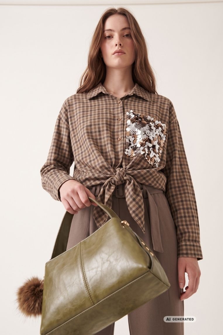 CAMICIA QUADRETTI TASCA PAILLETTES
