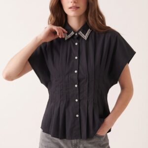 CAMICIA MANICHE CORTE ARRICCIO COLLETTO STRASS 17 CAMICIA MANICHE CORTE ARRICCIO COLLETTO STRASS - Thumbnail Image 5
