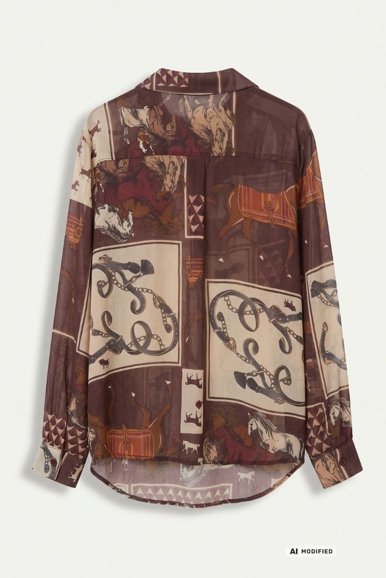 CAMICIA MISTO LANA STAMPA CAVALLI 3 CAMICIA MISTO LANA STAMPA CAVALLI - immagine 3