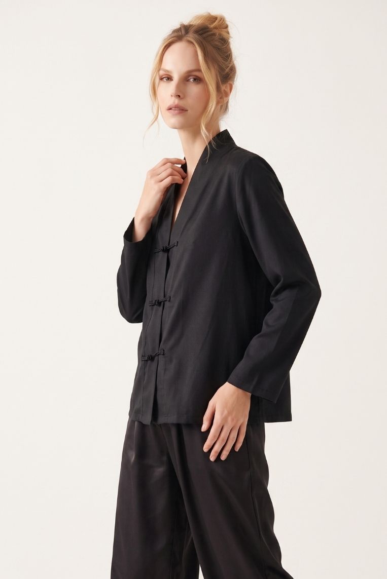 BLUSA CON ALAMARI SATIN 2 BLUSA CON ALAMARI SATIN - immagine 2