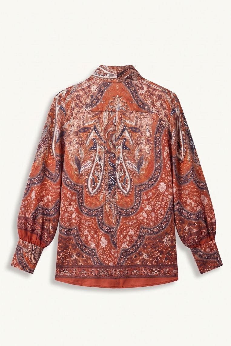 CAMICIA SATINATA STAMPA CACHEMERE 8 CAMICIA SATINATA STAMPA CACHEMERE - immagine 8