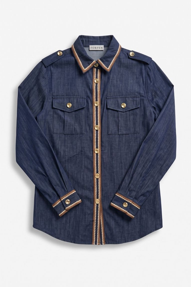 CAMICIA IN DENIM PASSAMANERIA 3 CAMICIA IN DENIM PASSAMANERIA - immagine 3