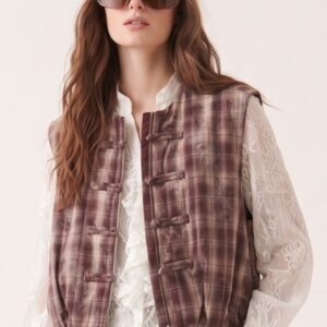 GILET STAMPA CHECK CON ALAMARI 5 GILET STAMPA CHECK CON ALAMARI - Thumbnail Image 1