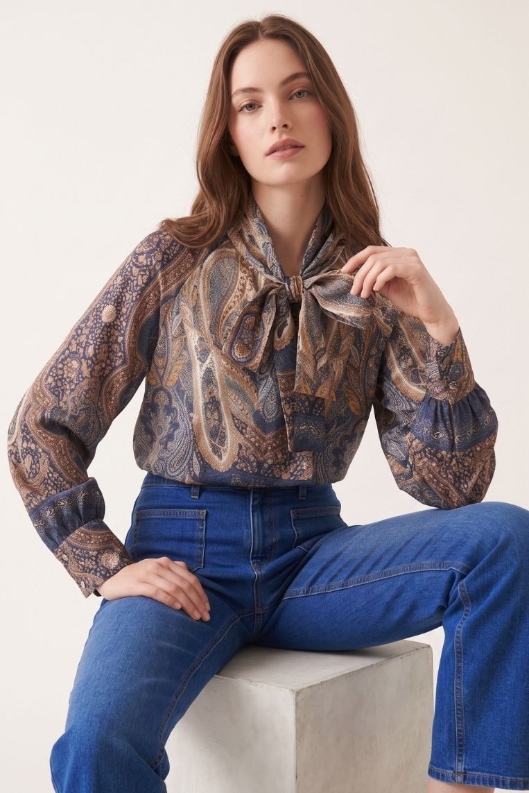 CAMICIA SATINATA STAMPA CACHEMERE 9 CAMICIA SATINATA STAMPA CACHEMERE - immagine 9
