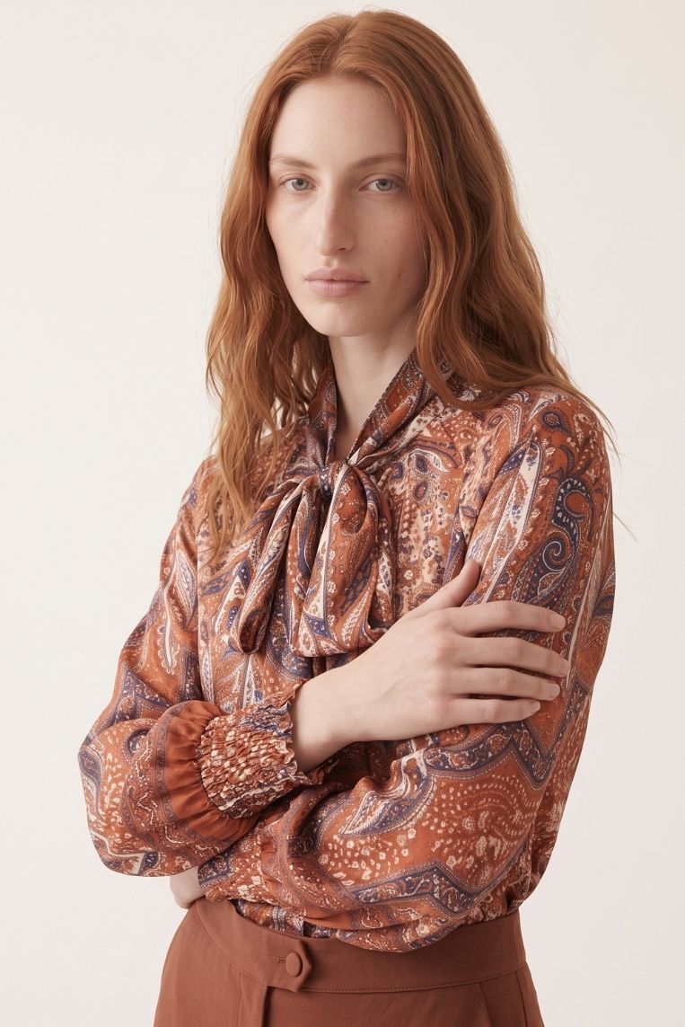 CAMICIA SATINATA STAMPA CACHEMERE 6 CAMICIA SATINATA STAMPA CACHEMERE - immagine 6