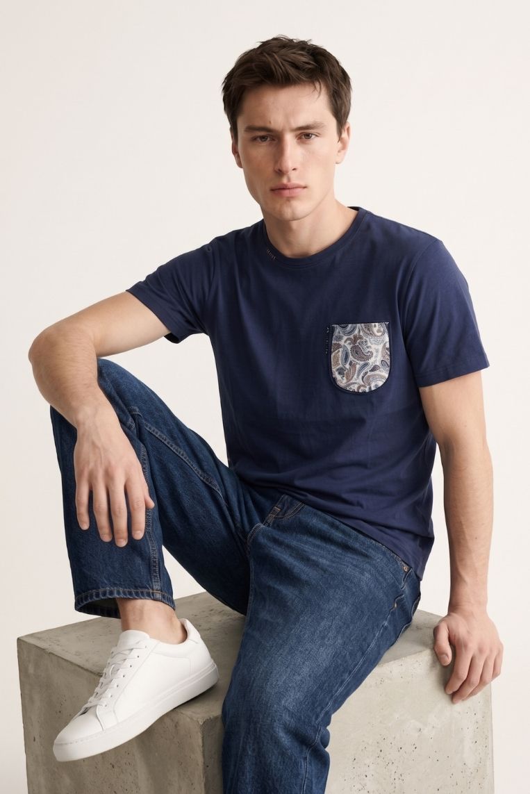 T-SHIRT GIROCOLLO TASCHINO FANTASIA - S, BLU