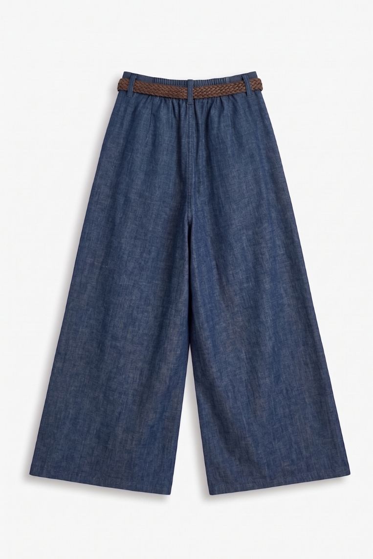 PANTALONE PALAZZO DENIM CINTURA - immagine 4