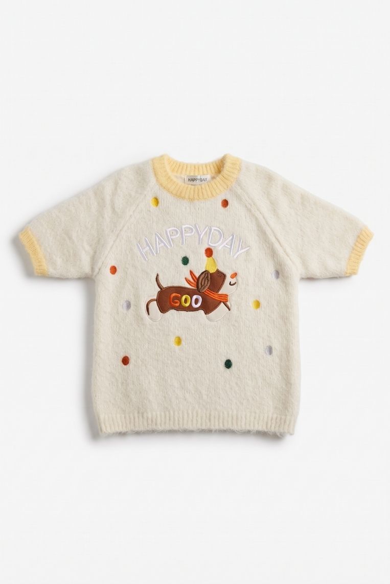 MAGLIA GIRO MANICHE CORTE HAPPY DAY - immagine 3