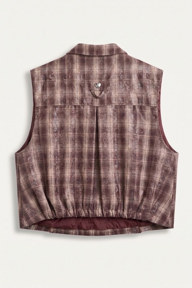 GILET STAMPA CHECK CON ALAMARI - immagine 4