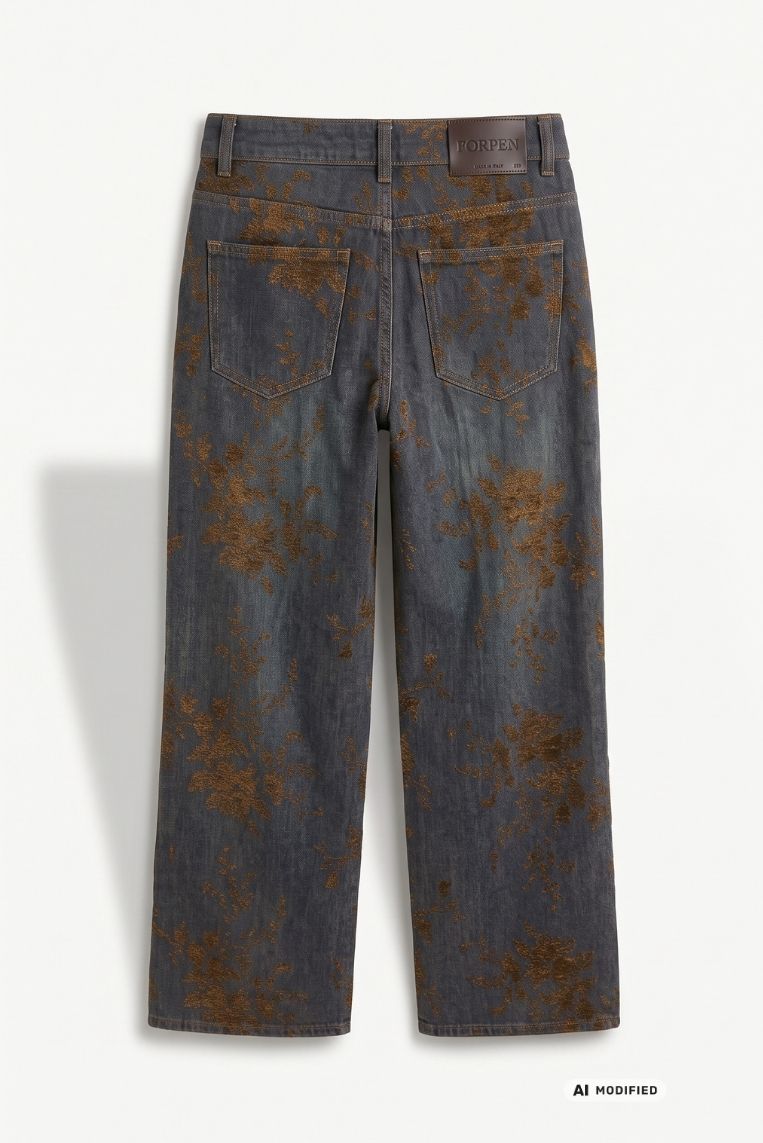 DENIM GAMBA DRITTA STAMPA FLOCK - immagine 4