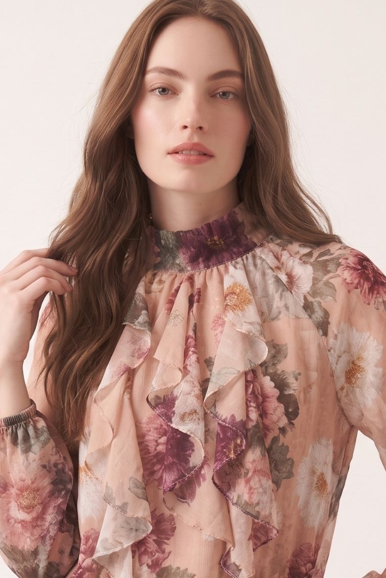 BLUSA STAMPA FIORE GEORGETTE 2 BLUSA STAMPA FIORE GEORGETTE - immagine 2
