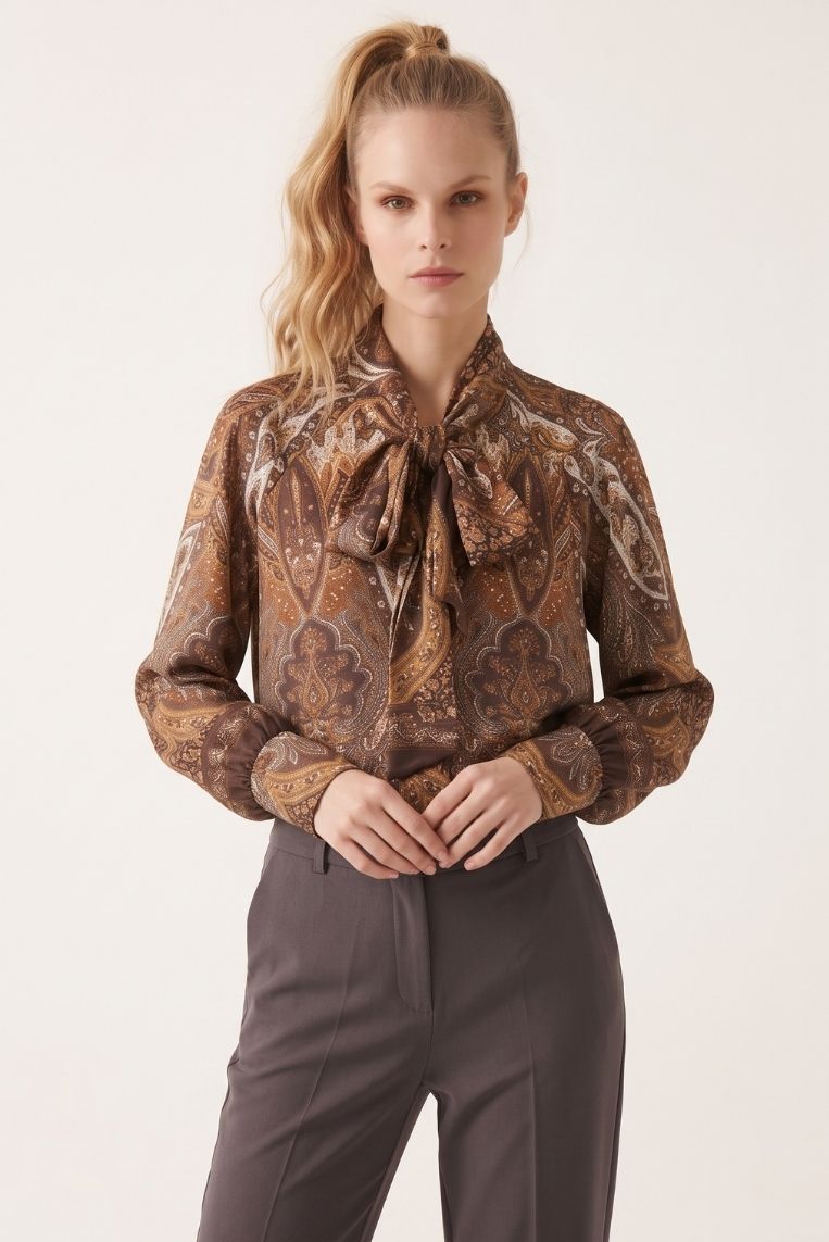 CAMICIA SATINATA STAMPA CACHEMERE 2 CAMICIA SATINATA STAMPA CACHEMERE - immagine 2