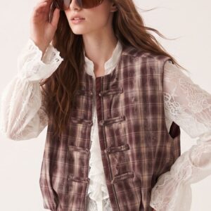 GILET STAMPA CHECK CON ALAMARI 6 GILET STAMPA CHECK CON ALAMARI - Thumbnail Image 2