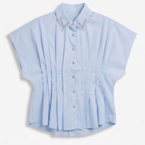 CAMICIA MANICHE CORTE ARRICCIO COLLETTO STRASS 15 CAMICIA MANICHE CORTE ARRICCIO COLLETTO STRASS - Thumbnail Image 3