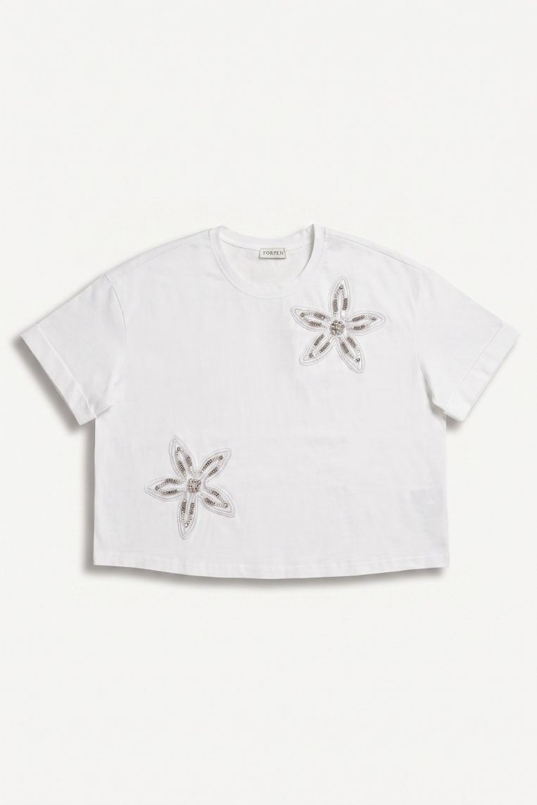 T-SHIRT FIORI STRASS - immagine 3