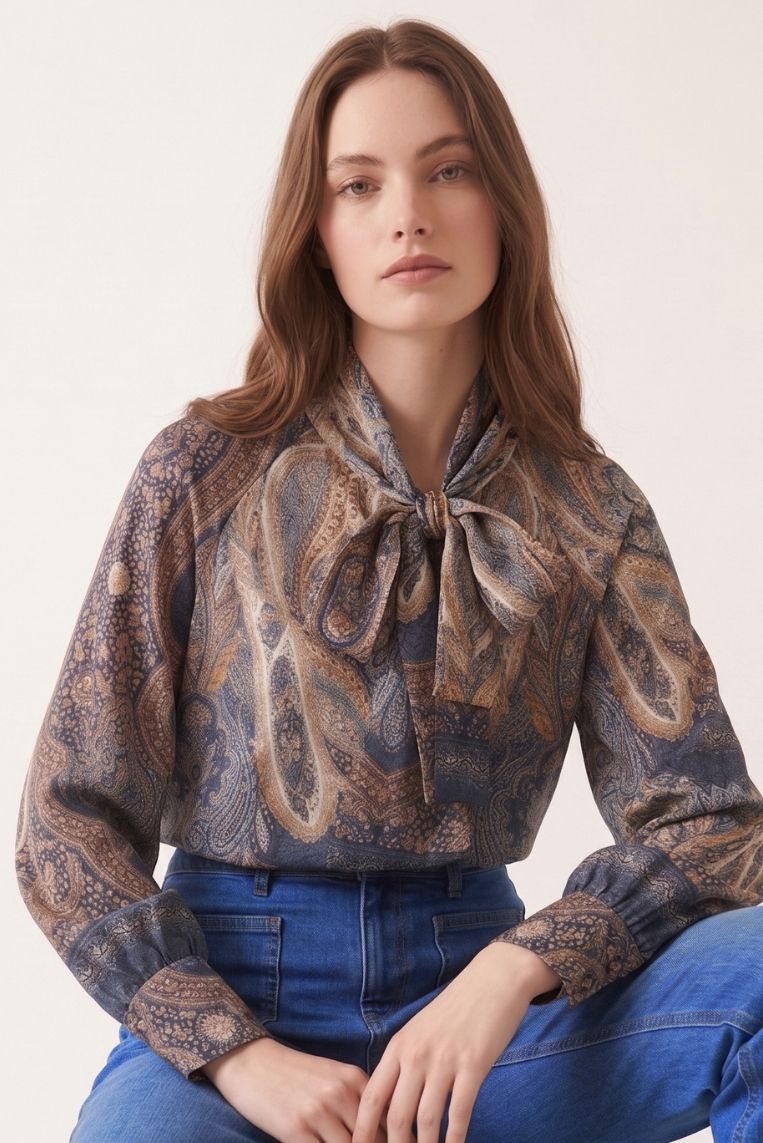 CAMICIA SATINATA STAMPA CACHEMERE 10 CAMICIA SATINATA STAMPA CACHEMERE - immagine 10
