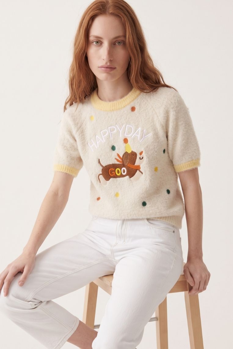 MAGLIA GIRO MANICHE CORTE HAPPY DAY - immagine 2
