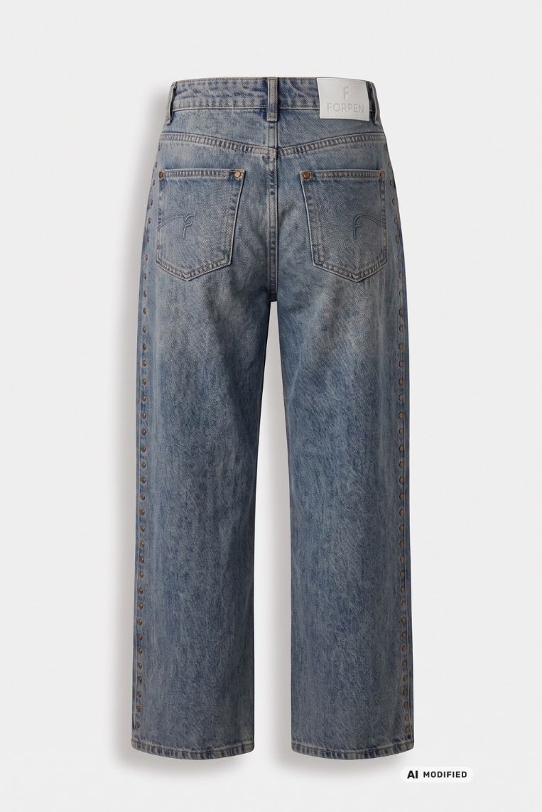 DENIM GAMBA DRITTA BORCHIE LATERALI 4 DENIM GAMBA DRITTA BORCHIE LATERALI - immagine 4