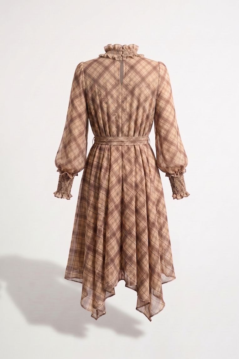 ABITO MIDI GEORGETTE STAMPA QUADRO 4 ABITO MIDI GEORGETTE STAMPA QUADRO - immagine 4