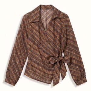 BLUSA STAMPA QUADRO GEORGETTE NODO LATERALE 7 BLUSA STAMPA QUADRO GEORGETTE NODO LATERALE - Thumbnail Image 3