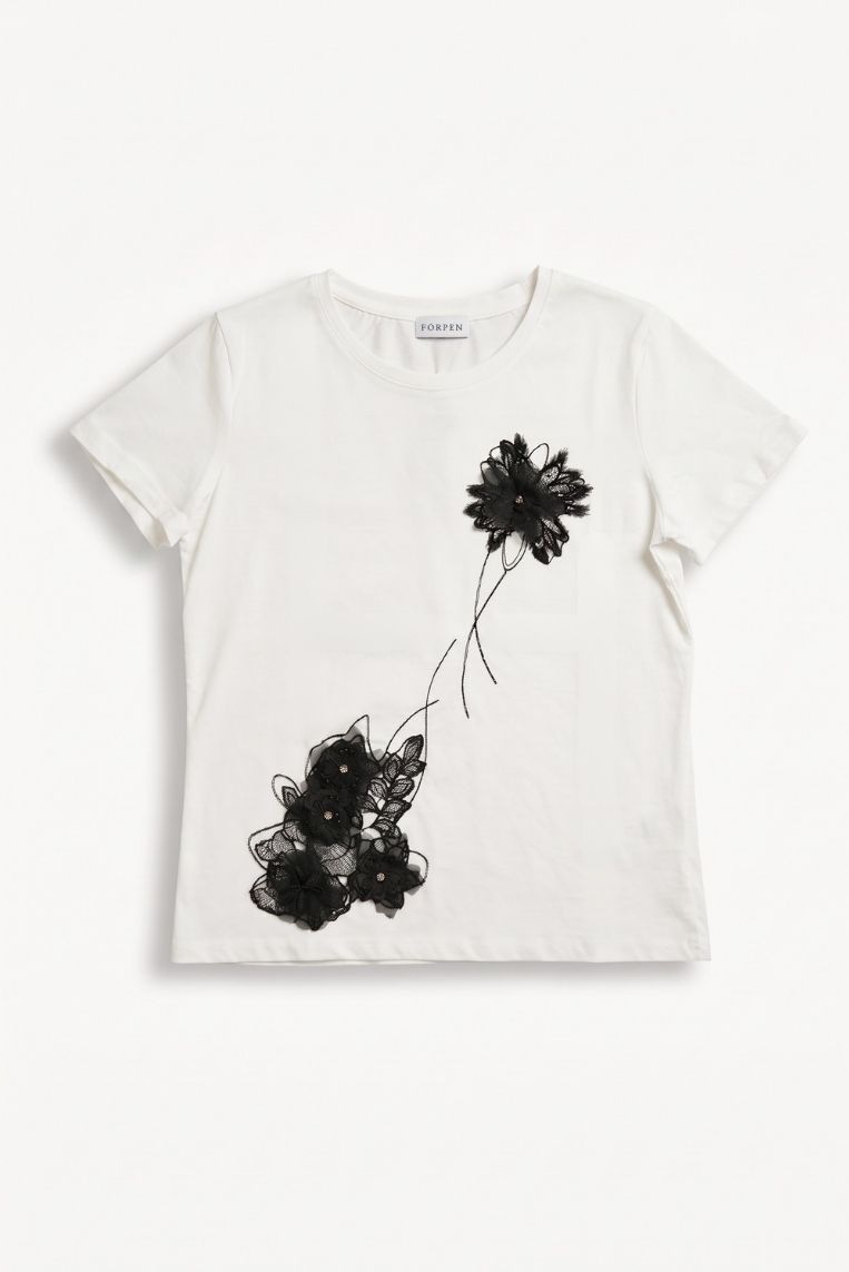 T-SHIRT FIORI TULLE - immagine 3