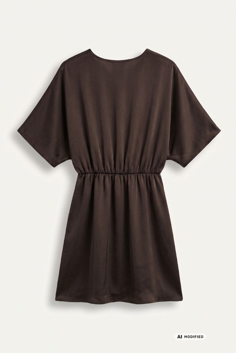 ABITO CORTO SATINATO MANICA KIMONO 12 ABITO CORTO SATINATO MANICA KIMONO - immagine 12