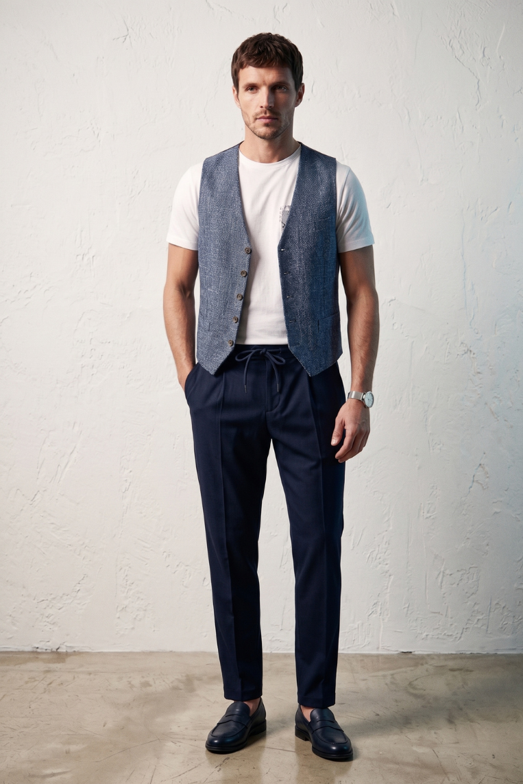 PANTALONE FRESCO LANA LACCIO PINCES