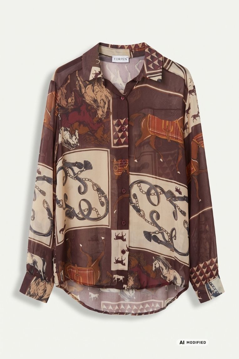 CAMICIA MISTO LANA STAMPA CAVALLI 4 CAMICIA MISTO LANA STAMPA CAVALLI - immagine 4